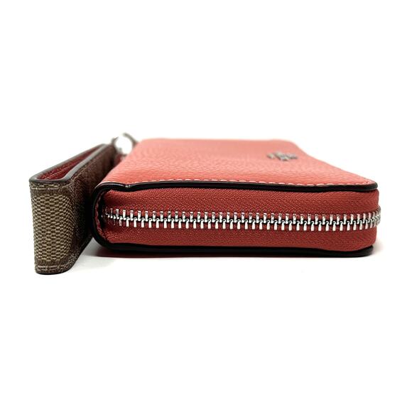 Coach Long Zip Around Wallet With Signature Canvas in Tangerine Leather CK427 - Picture 5 of 8